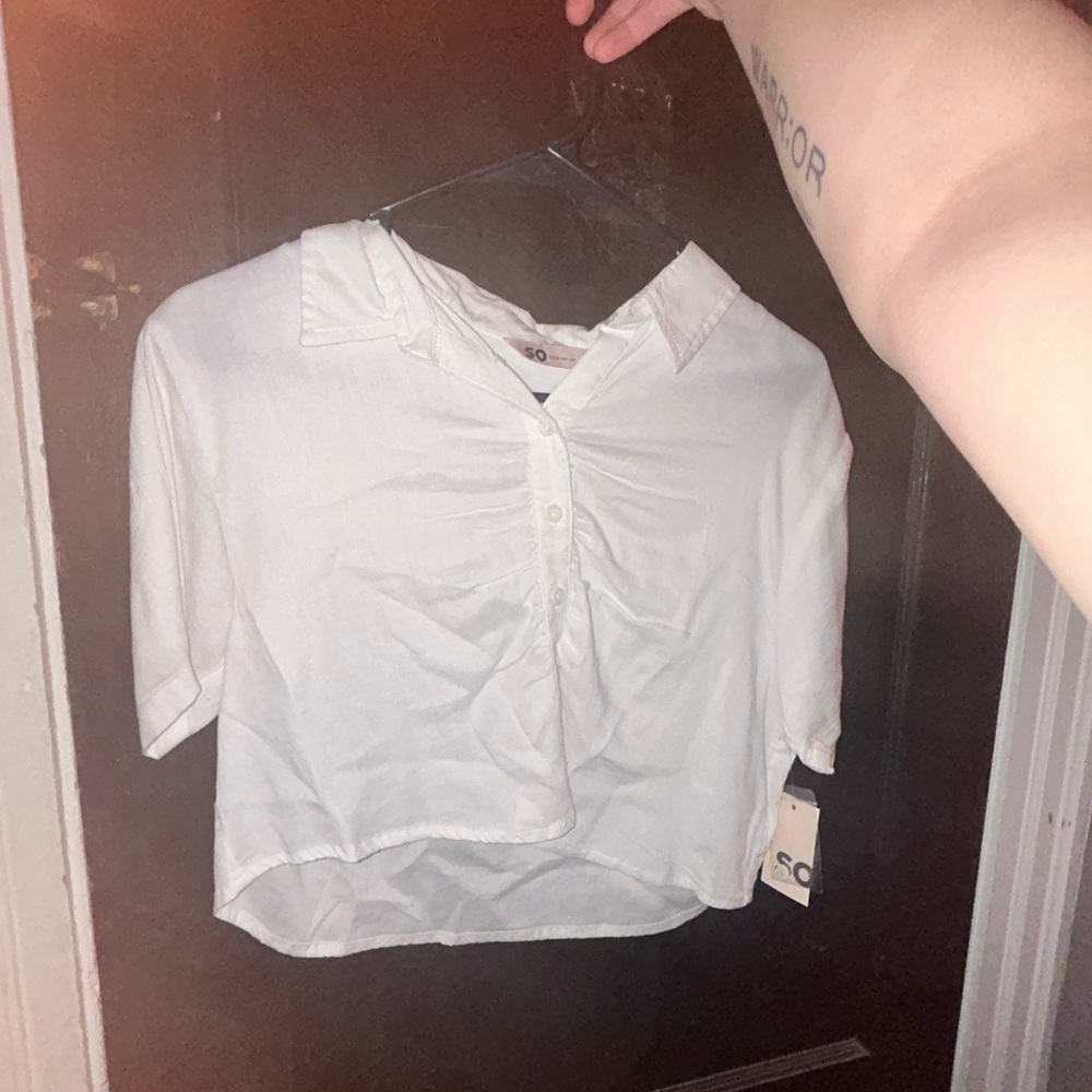 Kohls white button up crop top